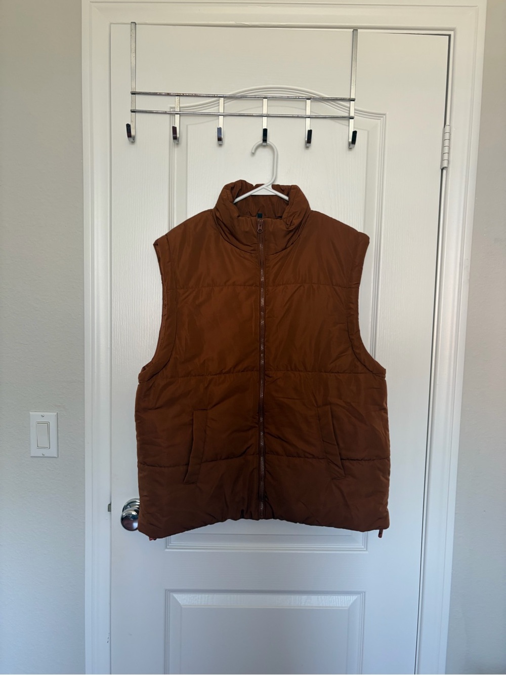 Rust Brown/Orange Quilted Puffer Vest